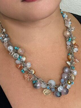 Chunky Glass and Crystal Beads Necklace